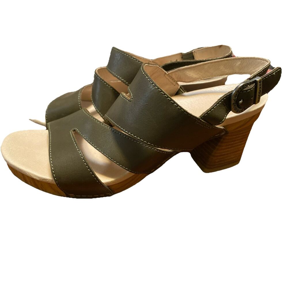 Dansko Ashlee Sandal Women's Sz 41/US 10.5-11 Leather Brown Stacked Heel